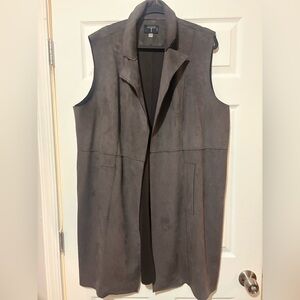 Sleeveless Gray Women's Faux Suede Vest size 2X
